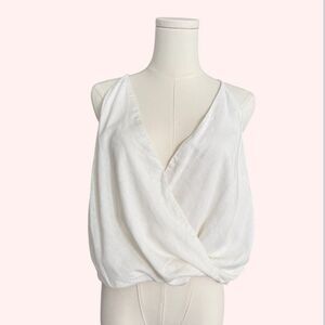VIX Paula Hermanny white linen deep v-neck surplice cami tank size L